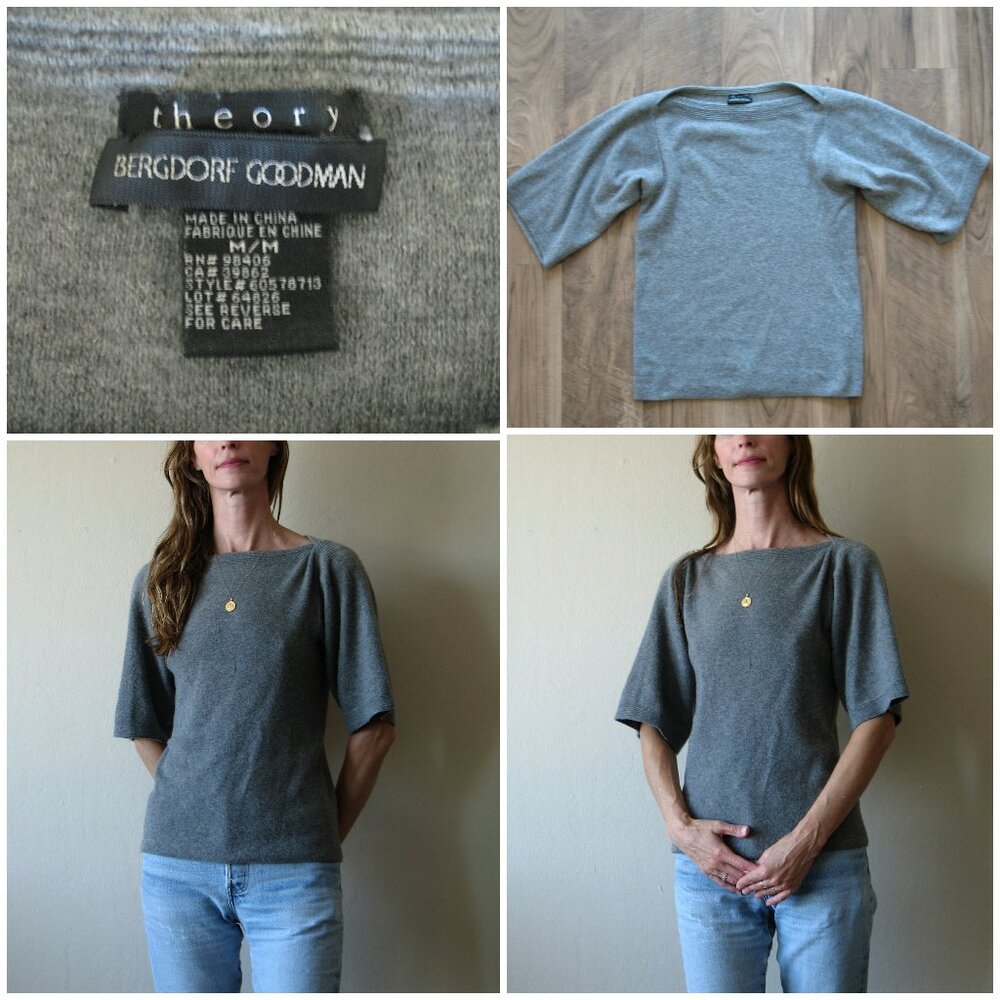 Theory Short-Sleeve Cashmere Sweater Bergdorf Goodman Medium